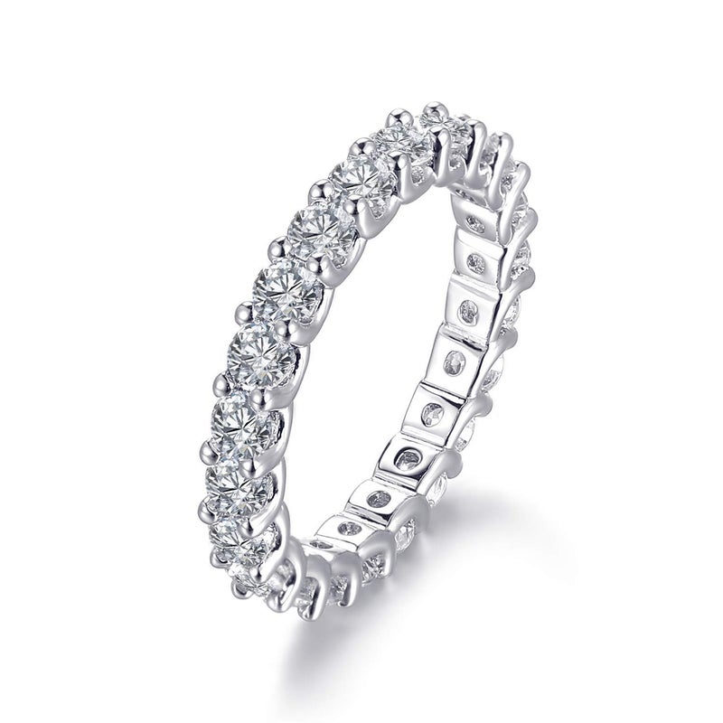 Gemsme 18K Gold Plated Cubic Zirconia Rings 3.0mm Eternity Bands Stackable Rings for Womenï¼ˆ9ï¼‰ - Image 1